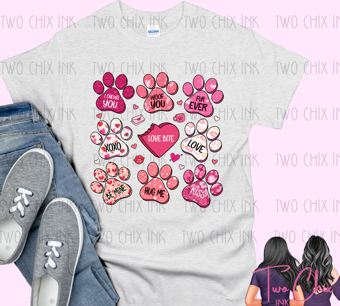 You + Me Dog Paw Valentine Graphic Tee & Sweatshirt