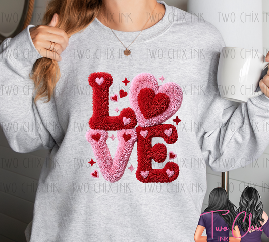 LOVE Faux Chenille Patch Tee & Sweatshirt