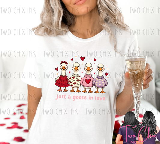 Just a Goose in Love Valentine Graphic Tee