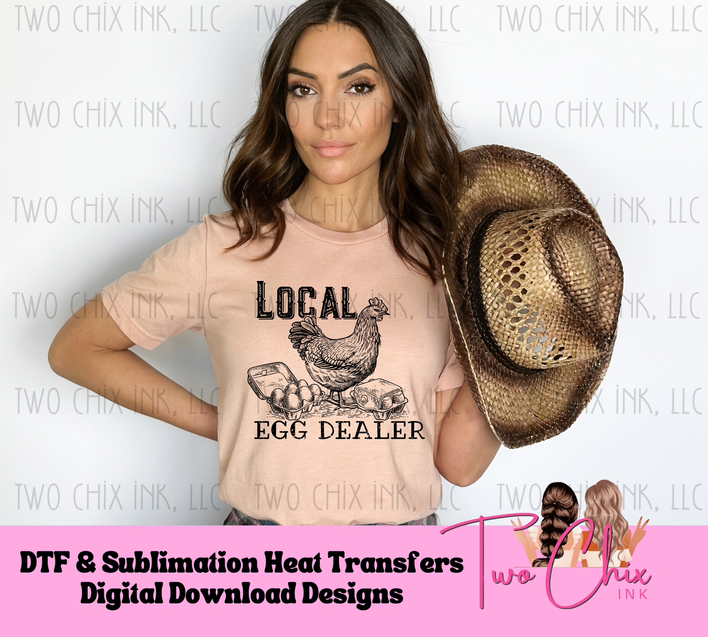 Local Egg Dealer Ready to Press Heat Transfer Black DTF Design