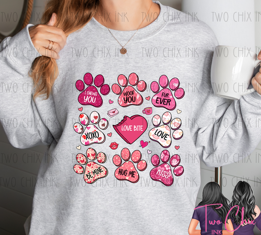 You + Me Dog Paw Valentine Graphic Tee & Sweatshirt