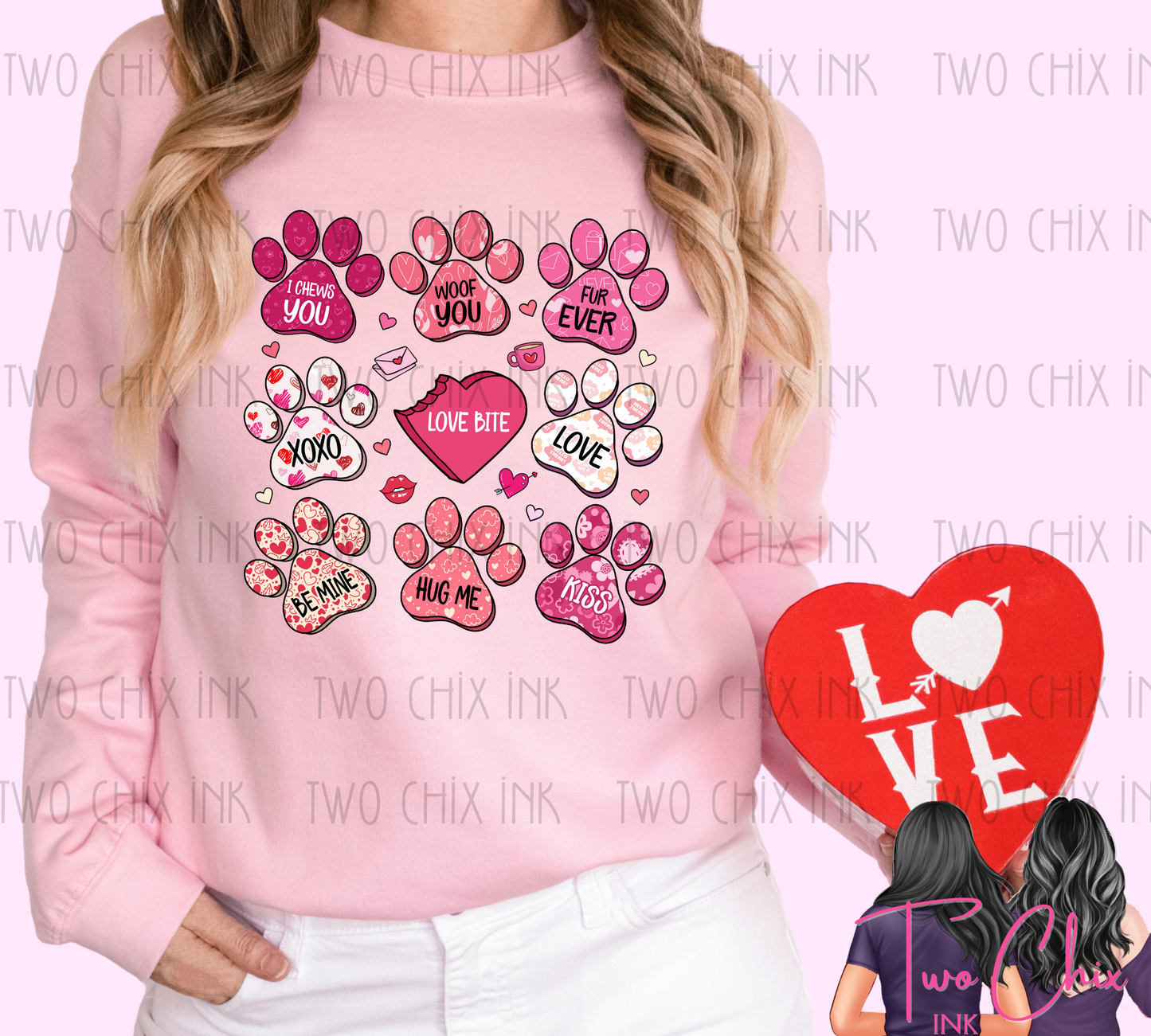 You + Me Dog Paw Valentine Graphic Tee & Sweatshirt