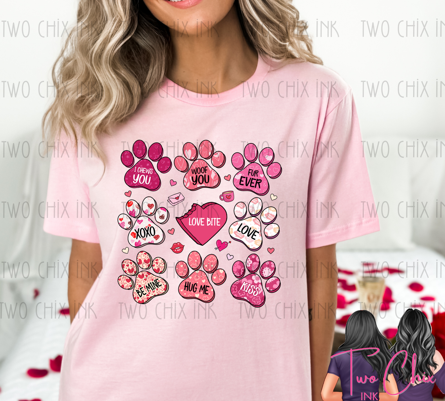 You + Me Dog Paw Valentine Graphic Tee & Sweatshirt