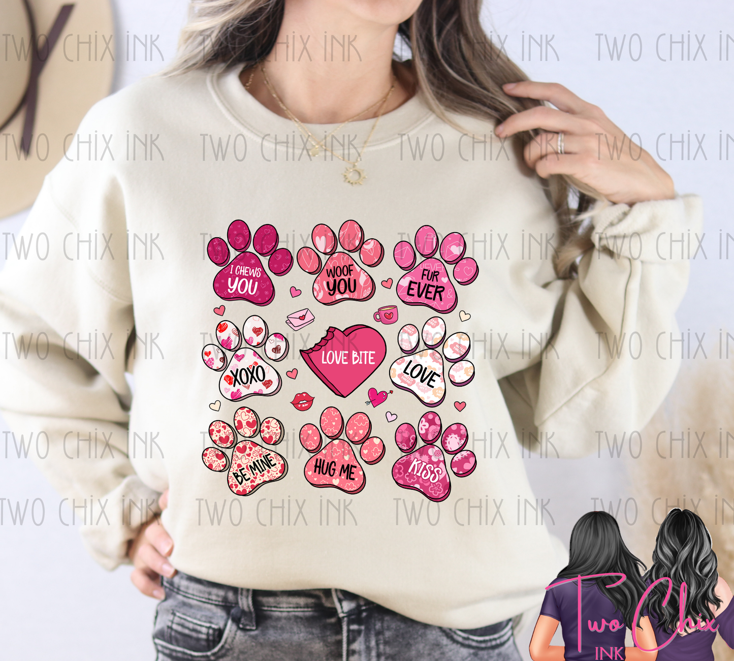 You + Me Dog Paw Valentine Graphic Tee & Sweatshirt