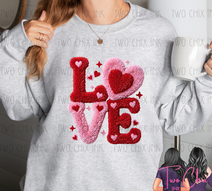 LOVE Faux Chenille Patch Tee & Sweatshirt