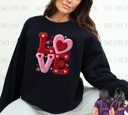LOVE Faux Chenille Patch Tee & Sweatshirt