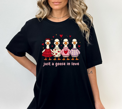 Just a Goose in Love Valentine Graphic Tee