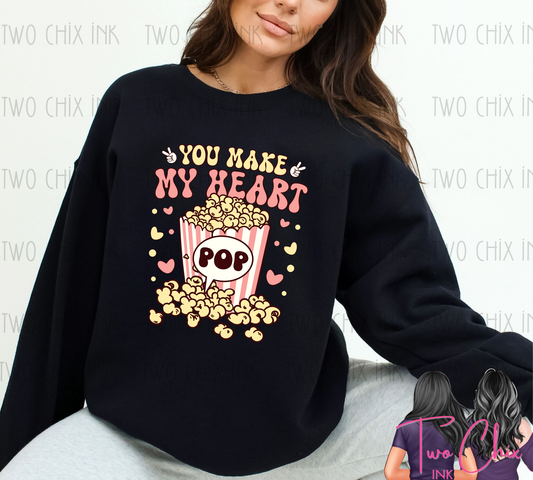 You Make My Heart Pop Valentine Graphic Tee or Sweatshirt