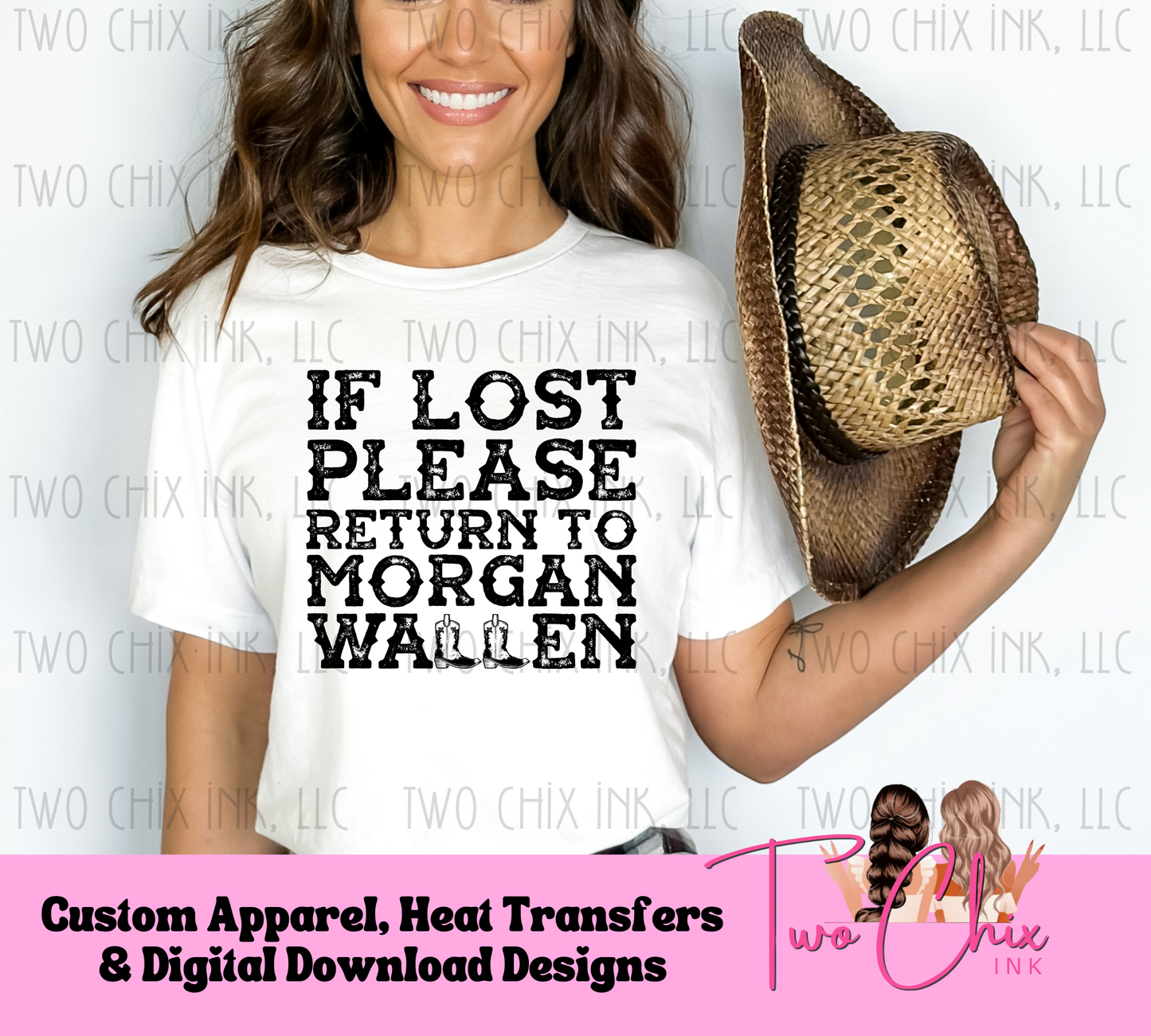 Cowgirl Chic: DTF Heat Transfer - If Lost, Return to Morgan Wallen tshirt design