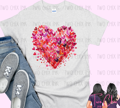 Watercolor Mosaic Heart Valentine Graphic Tee or Sweatshirt