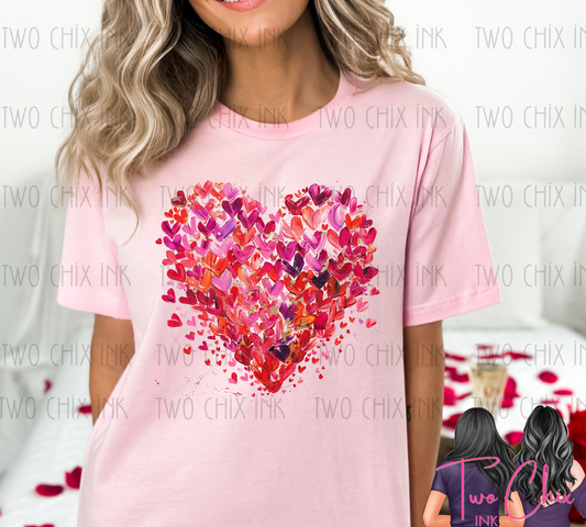 Watercolor Mosaic Heart Valentine Graphic Tee or Sweatshirt