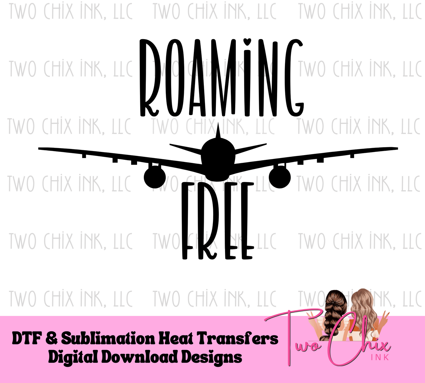 Roaming Free DTF Airplane Design Ready for Press Heat Transfer Travel Gift Idea Pilot Gift Flight Attendant Tshirt