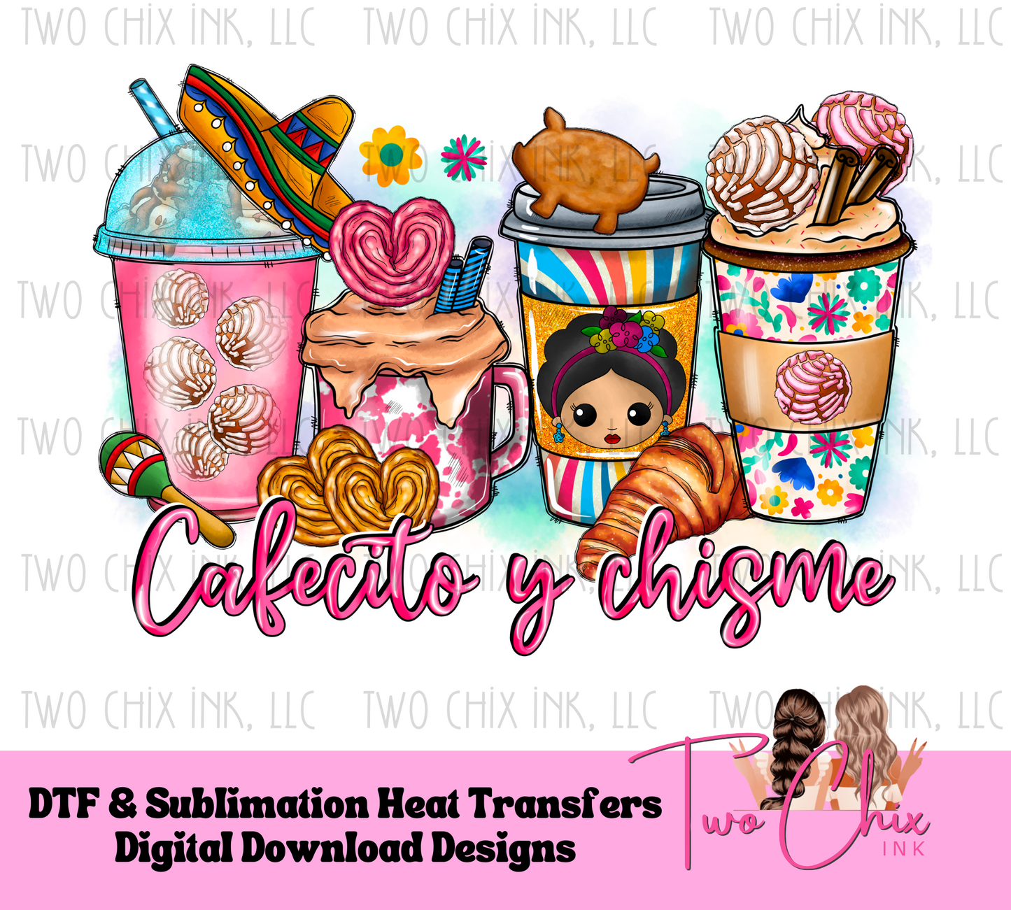 Cafecito Y Chisme| Fun coffee coffee design Ready to Press Heat Transfer | DTF | Sublimation