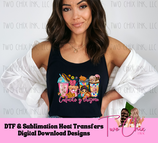 Cafecito Y Chisme| Fun coffee coffee design Ready to Press Heat Transfer | DTF | Sublimation