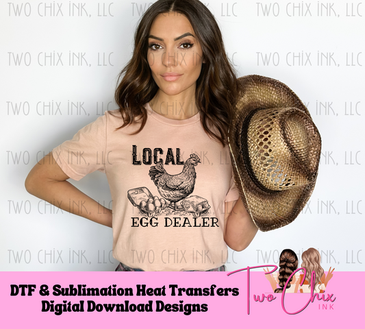 Local Egg Dealer Ready to Press Heat Transfer Black DTF Design