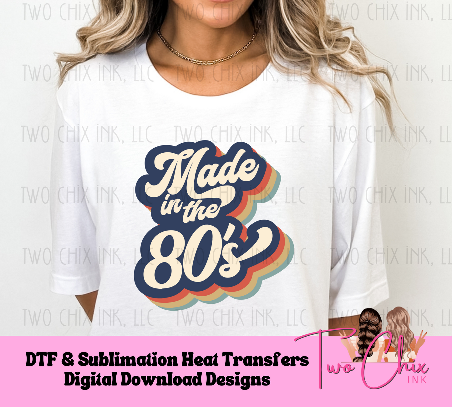 Made in the 80s Retro Style DTF Ready for Press Heat Transfer Vintage Style Tshirt Design