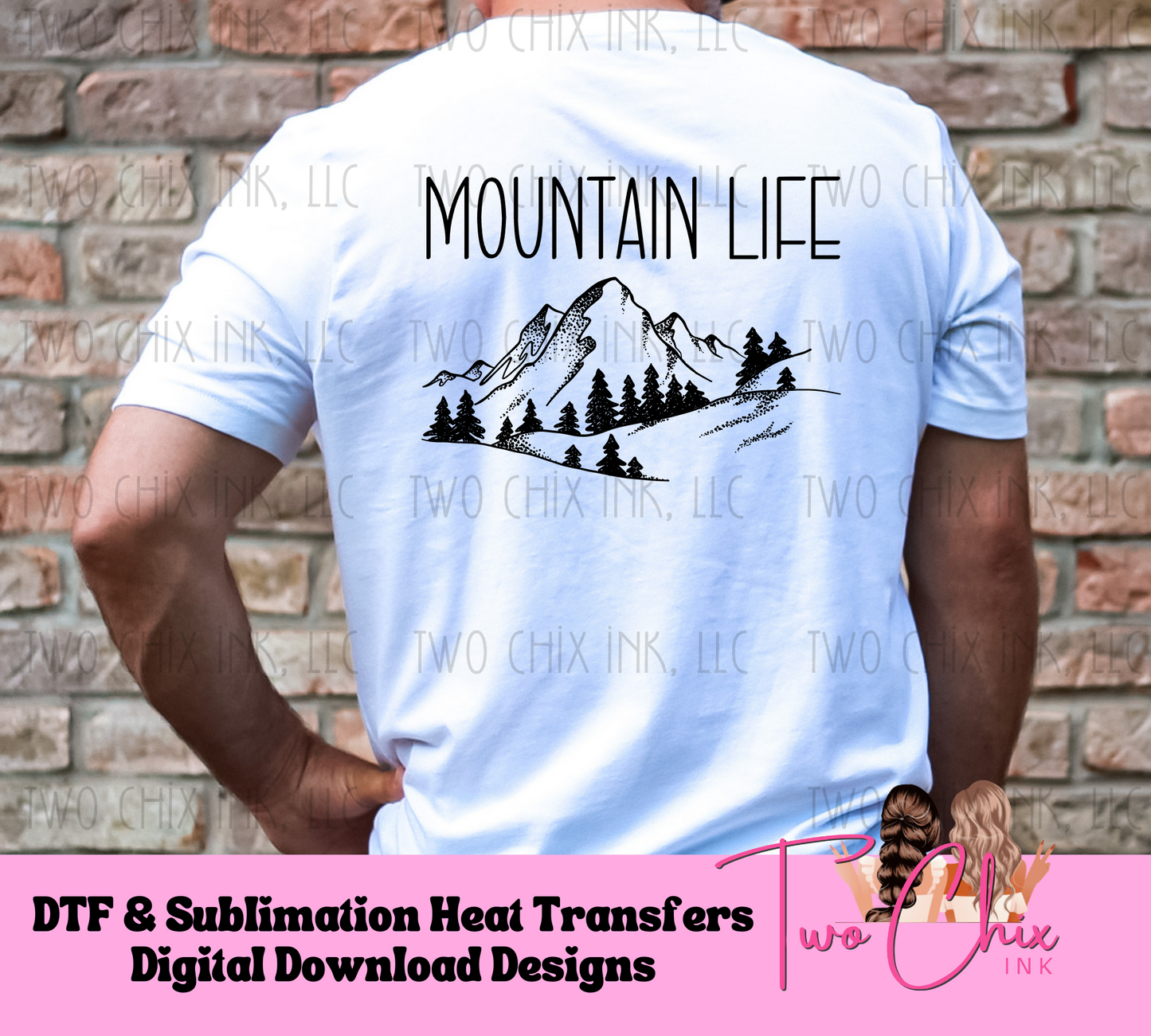 Mountain Life Snow Sports Tshirt Heat Transfer Ready to Press Action Sports Tshirt Design