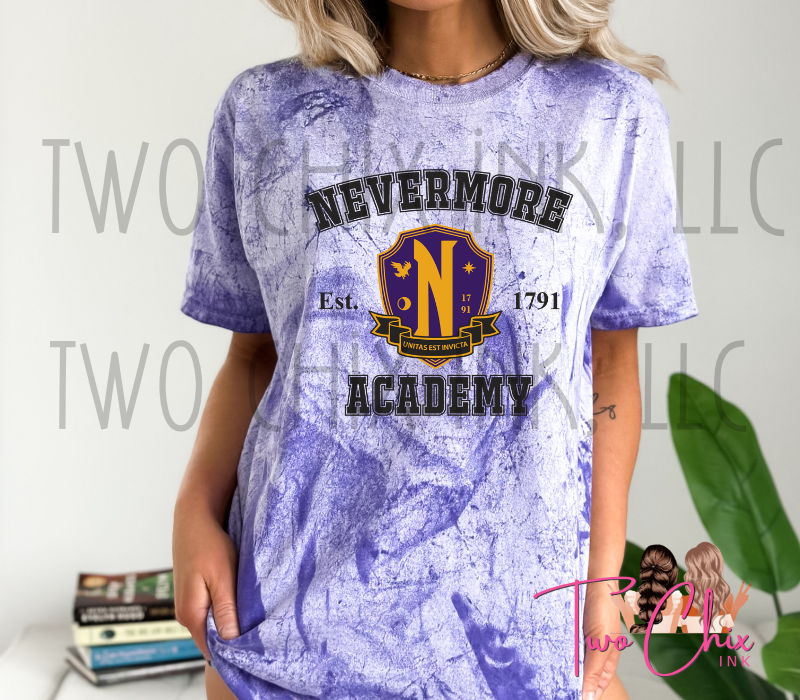 Nevermore Academy DTF Ready to Press Heat Transfer Fun Quirky Tshirt Design