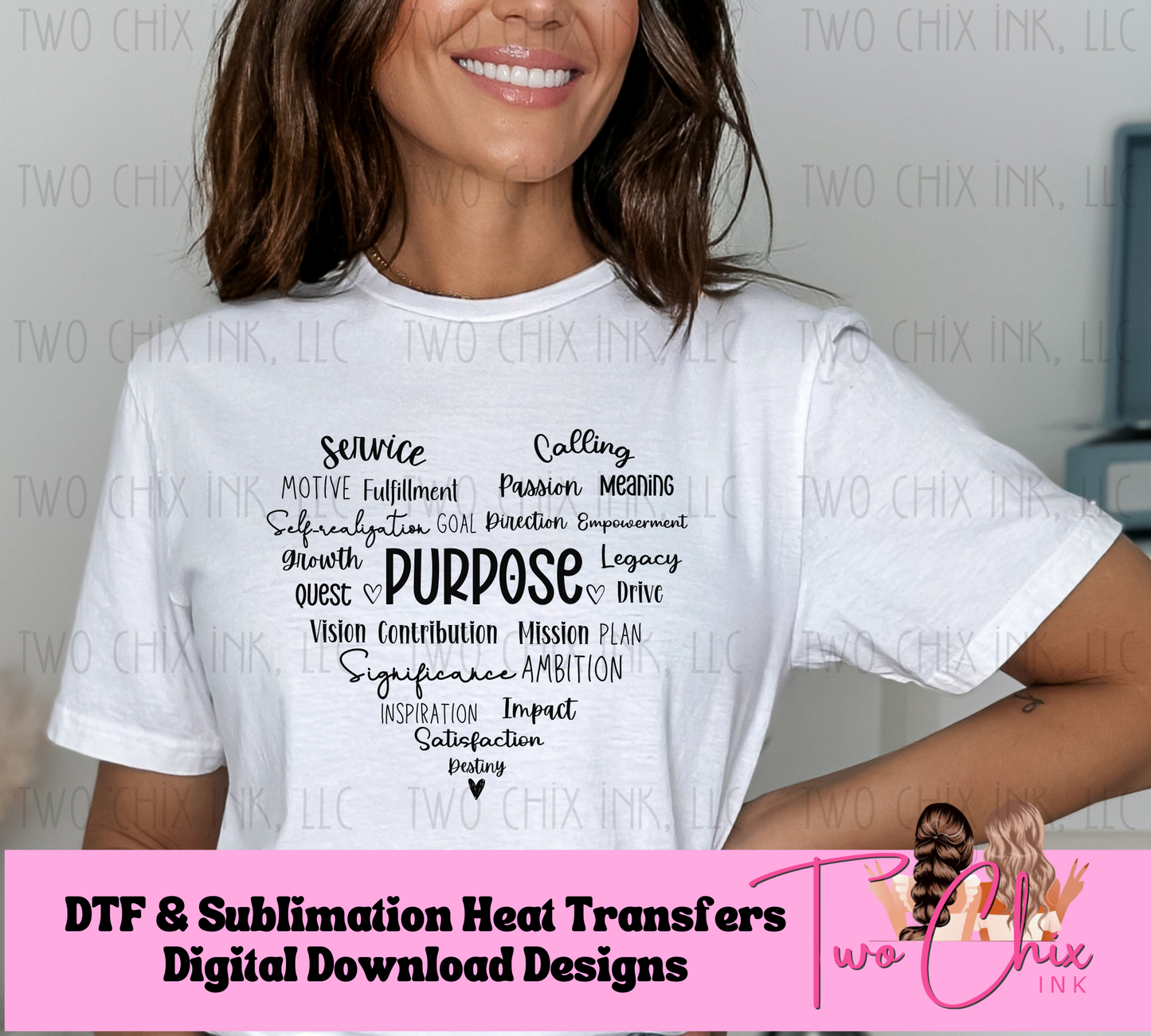 Purpose Heart DTF Ready for Press Inspirational Tshirt Transfer Kindness Tshirt