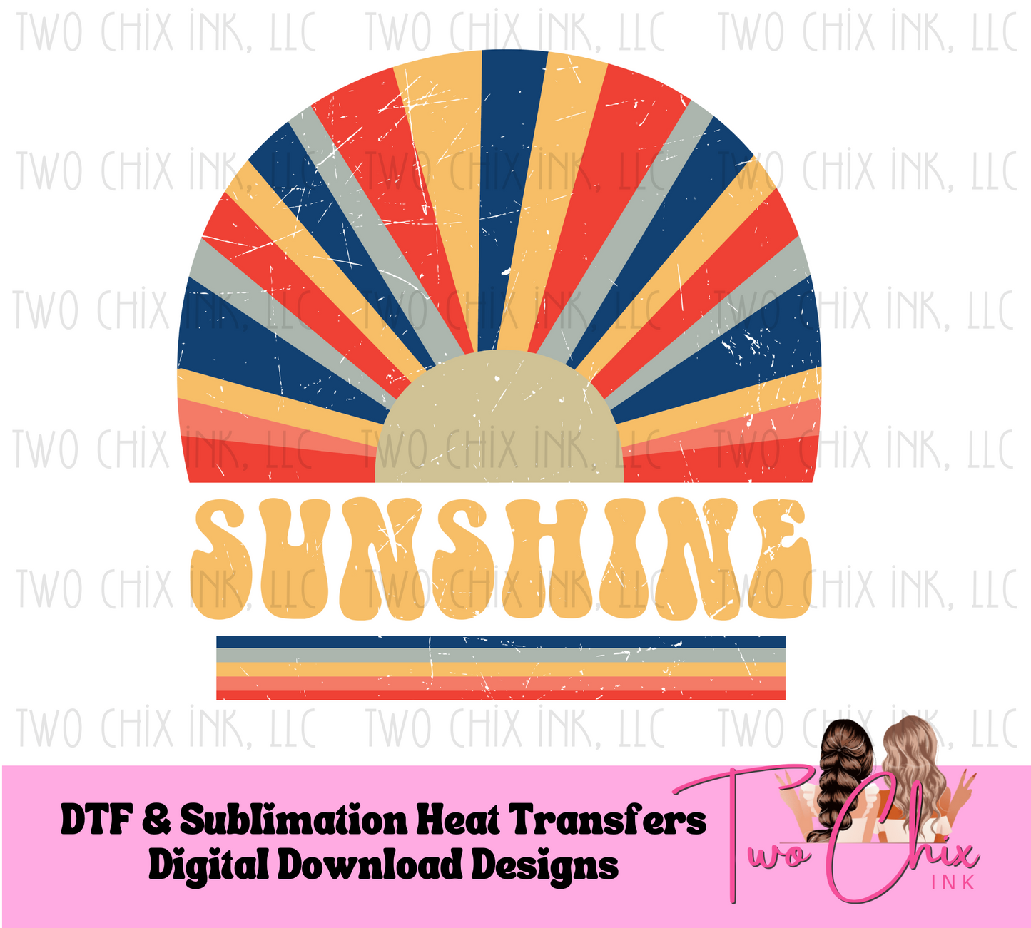 Retro Sunshine 70s/80s Vibes DTF Ready for Press Heat Transfer Vintage Tshirt Design