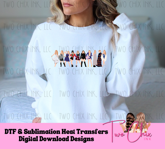 Pop Culture Era Illustration DTF Hand-Drawn Faceless DTF Ready to Press Heat Transfer