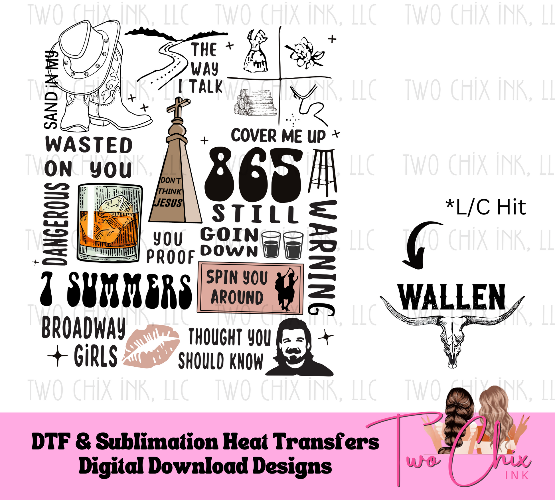 Country Vibe Wallen DTF Ready to Press Heat Transfer Tshirt Design – Two  Chix Ink