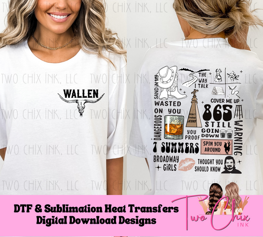 Country Vibe Wallen DTF Ready to Press Heat Transfer Tshirt Design