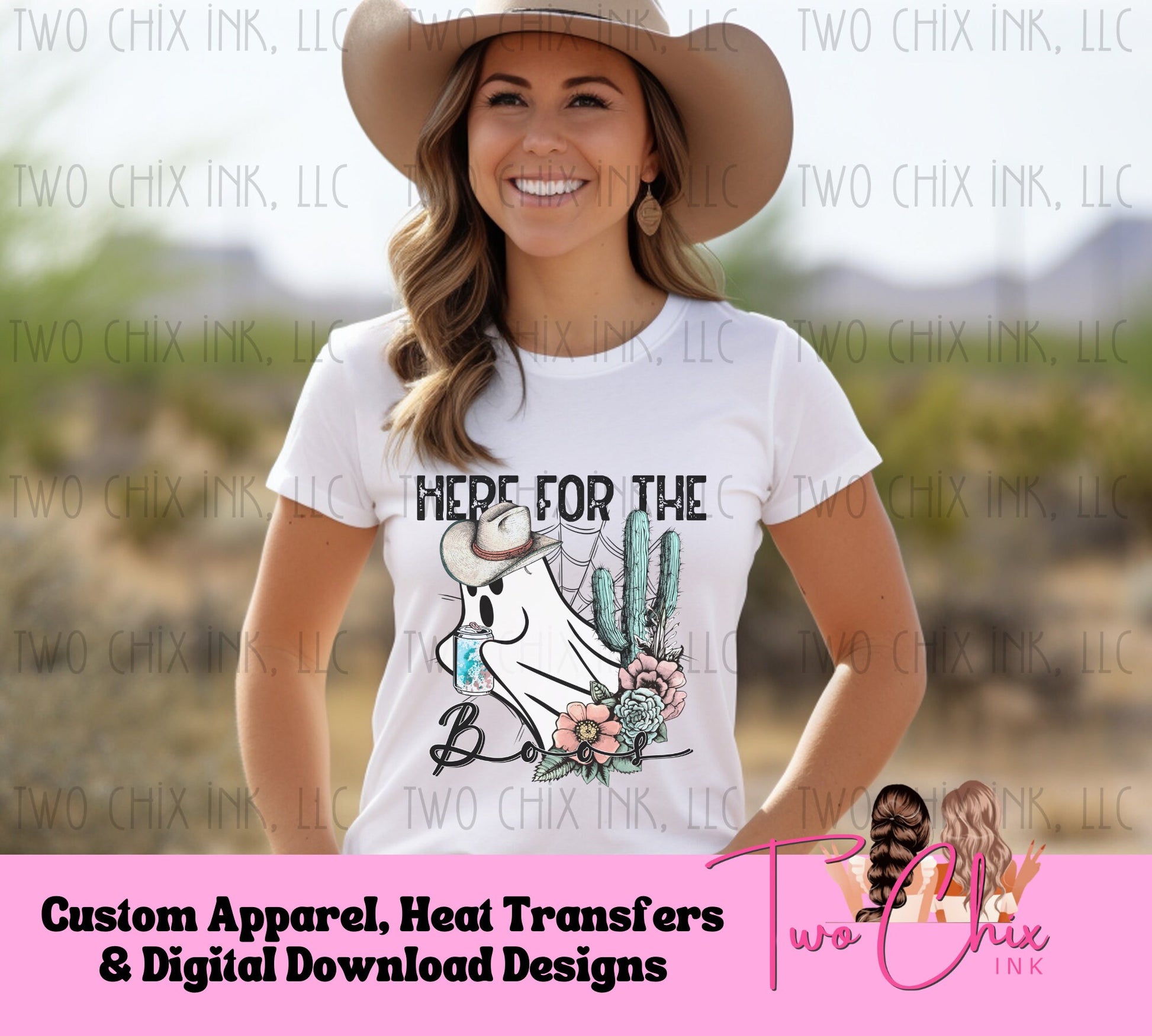 Here for the Boos Halloween Ghost Country Cowboy DTF Ready to Press Heat Transfer | DTF Clear Film Sublimation