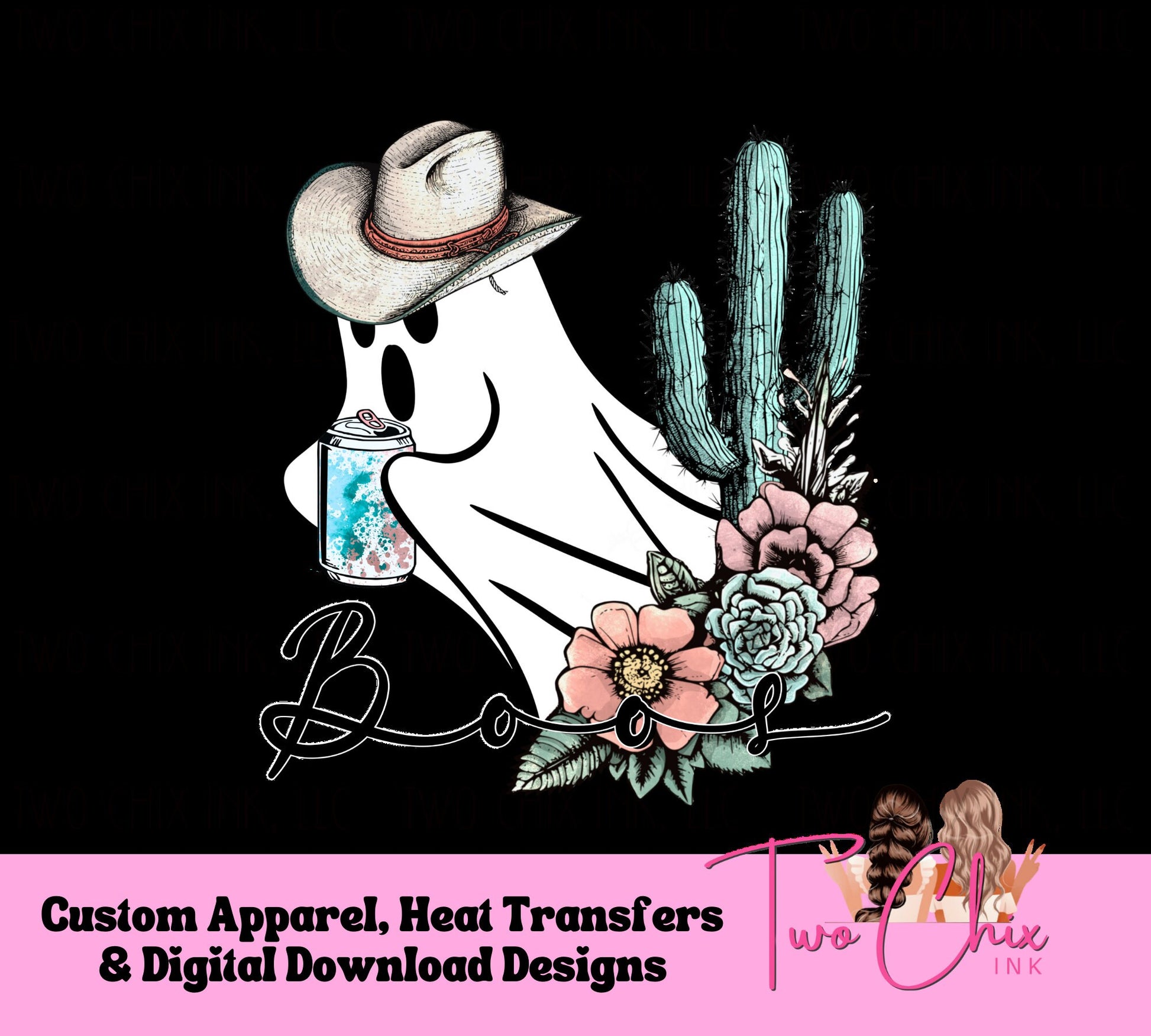 Here for the Boos Halloween Ghost Country Cowboy DTF Ready to Press Heat Transfer | DTF Clear Film Sublimation